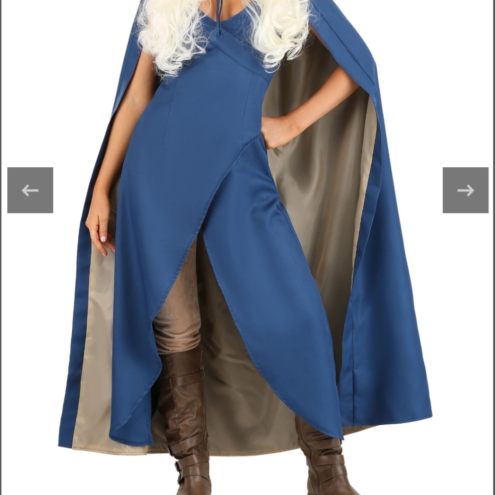 Game Thrones Targaryen Daenerys Cosplay Costume The Unburnt Mother Dragons Blue